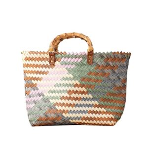 ldtdo women’s woven bag tote bag shoulder portable large capacity cane woven shoulder bag (color : d, size : 1)