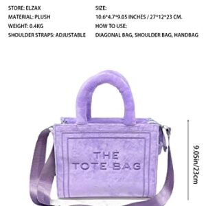 The Tote Bag for Women, Plush Work Travel Handbag with Shoulder Strap Top-Handle Shoulder Crossbody Bags for Daily, Office (purple)