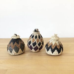 Assorted 4-5" African Zulu Mini Lidded Basket // Lidded Palm Basket // South Africa Basket