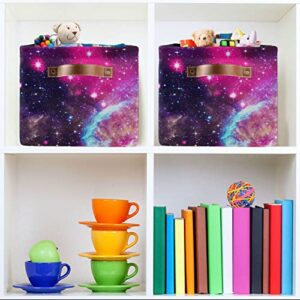 ALAZA Universe Galaxy Nebula Space Cloud Foldable Storage Box Storage Basket Organizer Bins with Handles for Shelf Closet Living Room Bedroom Home Office 2 Pack