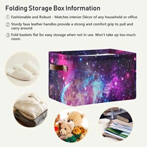 ALAZA Universe Galaxy Nebula Space Cloud Foldable Storage Box Storage Basket Organizer Bins with Handles for Shelf Closet Living Room Bedroom Home Office 2 Pack