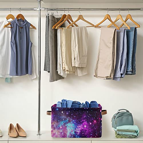 ALAZA Universe Galaxy Nebula Space Cloud Foldable Storage Box Storage Basket Organizer Bins with Handles for Shelf Closet Living Room Bedroom Home Office 2 Pack