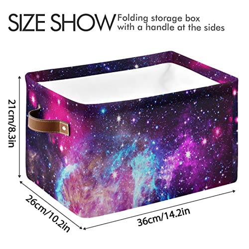 ALAZA Universe Galaxy Nebula Space Cloud Foldable Storage Box Storage Basket Organizer Bins with Handles for Shelf Closet Living Room Bedroom Home Office 2 Pack