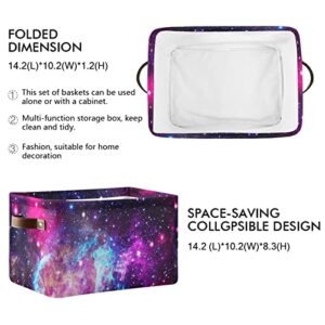 ALAZA Universe Galaxy Nebula Space Cloud Foldable Storage Box Storage Basket Organizer Bins with Handles for Shelf Closet Living Room Bedroom Home Office 2 Pack