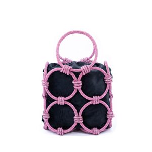 Rhinestone Purse Crystal Clutch Purses for Women Bling Evening Handbags Glitter Sparkly Hobo Bag Pink