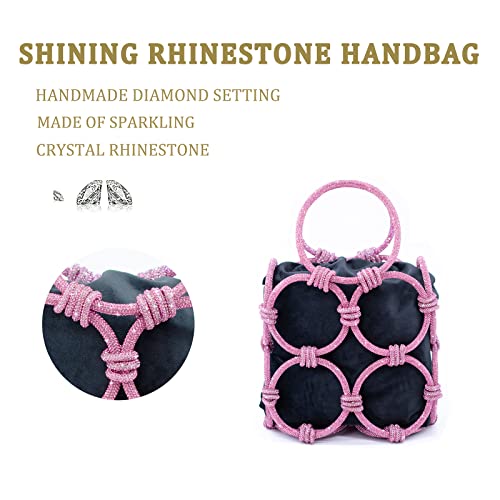 Rhinestone Purse Crystal Clutch Purses for Women Bling Evening Handbags Glitter Sparkly Hobo Bag Pink