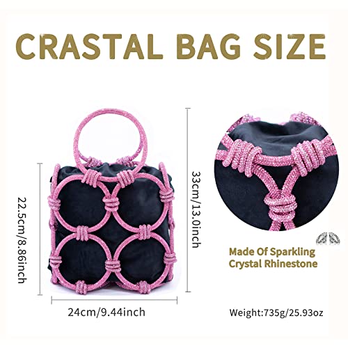 Rhinestone Purse Crystal Clutch Purses for Women Bling Evening Handbags Glitter Sparkly Hobo Bag Pink