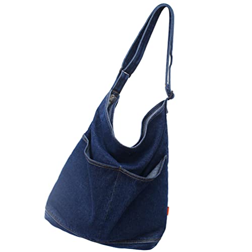 Abaodam Womens Multi-pocket Shoulder Bag Blue Tote Bag Casual Hobo Bag