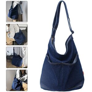 Abaodam Womens Multi-pocket Shoulder Bag Blue Tote Bag Casual Hobo Bag