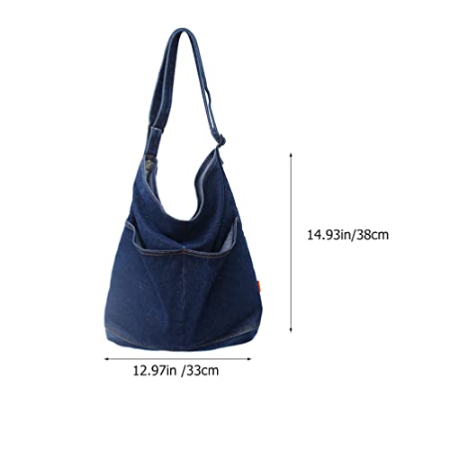 Abaodam Womens Multi-pocket Shoulder Bag Blue Tote Bag Casual Hobo Bag