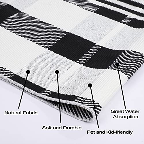 KaHouen Buffalo Check Rug, Buffalo Plaid Rug (23.6"x51.2"), Checkered Plaid Rugs, Black White Outdoor Rug for Layered Door Mats Kitchen/Living Room/Bedroom/Dinning Room(2'x4')