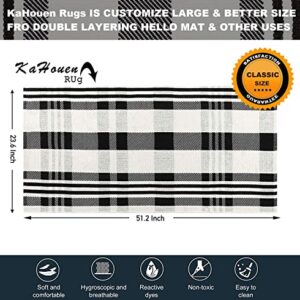 KaHouen Buffalo Check Rug, Buffalo Plaid Rug (23.6"x51.2"), Checkered Plaid Rugs, Black White Outdoor Rug for Layered Door Mats Kitchen/Living Room/Bedroom/Dinning Room(2'x4')