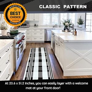 KaHouen Buffalo Check Rug, Buffalo Plaid Rug (23.6"x51.2"), Checkered Plaid Rugs, Black White Outdoor Rug for Layered Door Mats Kitchen/Living Room/Bedroom/Dinning Room(2'x4')