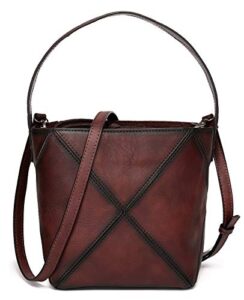crossbody bag for women leather handbag shoulder bag vintage top handle tote purses (coffee)