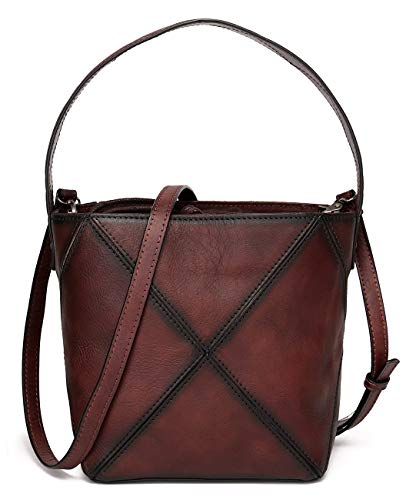 Crossbody Bag for Women Leather Handbag Shoulder Bag Vintage Top Handle Tote Purses (Coffee)