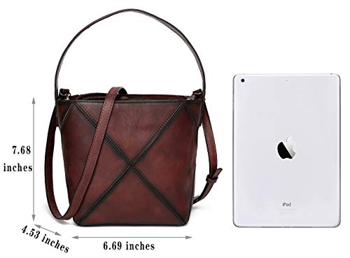 Crossbody Bag for Women Leather Handbag Shoulder Bag Vintage Top Handle Tote Purses (Coffee)