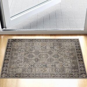 decomall baola 2×3 ft door mat small rugs for entrance welcome mat, brown 24×36 inch