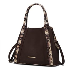 mkf collection tote bag for women snake embossed vegan leather handbag, lady fashion designer crossover hobo purse