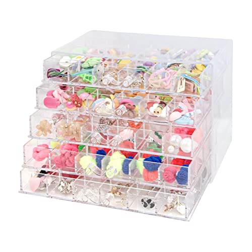 Zuiaso Acrylic Jewelry Box with 5 Drawers, 120 Compartments Transparent Storage Box, Transparent Display Stand for Earrings, Necklaces, Rings and Bracelets