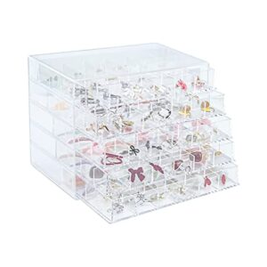 Zuiaso Acrylic Jewelry Box with 5 Drawers, 120 Compartments Transparent Storage Box, Transparent Display Stand for Earrings, Necklaces, Rings and Bracelets