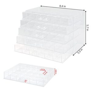 Zuiaso Acrylic Jewelry Box with 5 Drawers, 120 Compartments Transparent Storage Box, Transparent Display Stand for Earrings, Necklaces, Rings and Bracelets