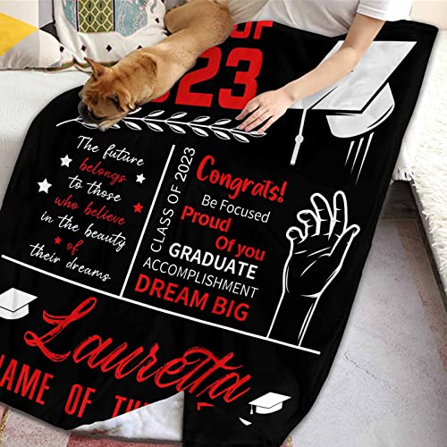 YFgohighhh Customized Throw Blanket Cozy Fleece Graduation Blanket, Black 4 for Family and Friends on Christmas Wedding, Valentines-60 x80