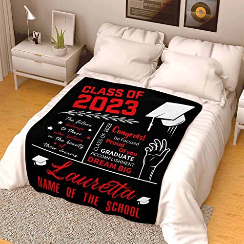 YFgohighhh Customized Throw Blanket Cozy Fleece Graduation Blanket, Black 4 for Family and Friends on Christmas Wedding, Valentines-60 x80