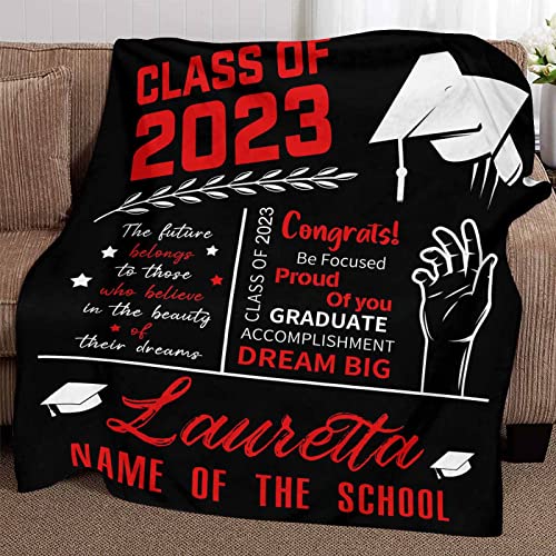 YFgohighhh Customized Throw Blanket Cozy Fleece Graduation Blanket, Black 4 for Family and Friends on Christmas Wedding, Valentines-60 x80