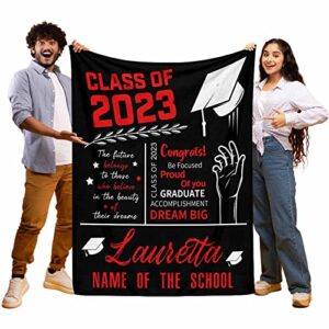 YFgohighhh Customized Throw Blanket Cozy Fleece Graduation Blanket, Black 4 for Family and Friends on Christmas Wedding, Valentines-60 x80