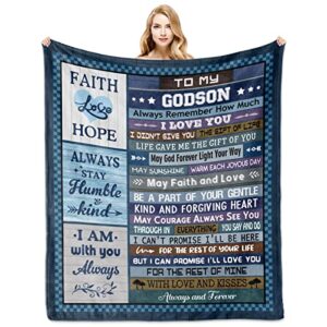 godson gifts from godmother, godson gifts blanket 60″x50″, birthday gifts for godson from godfather, godson gifts ideas for graduation thanksgiving christmas fathers day, to my godson throw blankets