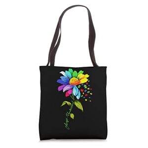 daisy floral autism awareness accept understand love mom tote bag