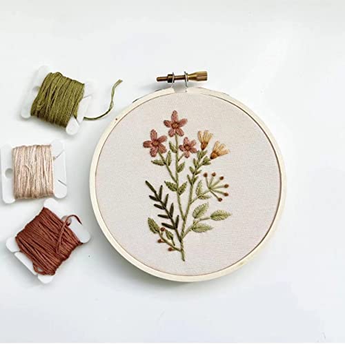 Embroidery Starter Kits for Adults Beginners with Stamped Pattern, Embroidery Floss + Needles + Hoop, Cactus Series, 3 Pack(Random Pattern)