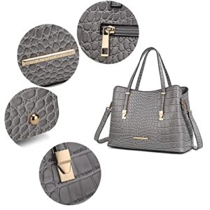 MKF Collection Tote Bag for Women, Crocodile Embossed Vegan Leather Fashion Designer Satchel Handbag Crossover