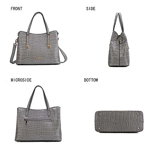 MKF Collection Tote Bag for Women, Crocodile Embossed Vegan Leather Fashion Designer Satchel Handbag Crossover