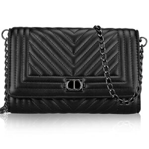 leather crossbody bag for women purse small handbags black crossbody purse chain shoulder strap bag flap bag quilted mini cross body cell phone wallet girls ladies clutch bag