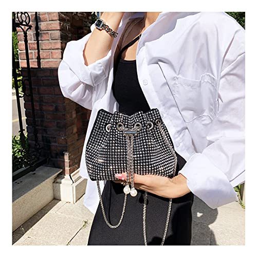 Silver Purse Clutch Rhinestone Evening Crossbody Bags Sparkly for Women Diamond Bling Bag Crystal Handbags Wedding Event (silver black)