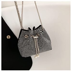 Silver Purse Clutch Rhinestone Evening Crossbody Bags Sparkly for Women Diamond Bling Bag Crystal Handbags Wedding Event (silver black)