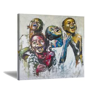 African-American children's canvas wall art posters & prints 4 happy children innocent children bright smiles original heart home decorative art wall canvas art printing art decorative paintings posters can be used for bedroom study living room children's