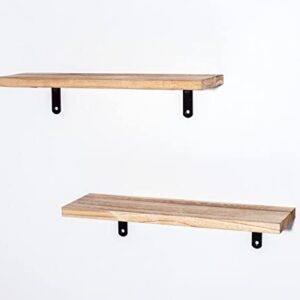 Floating Shelves Set of 2, 17 Inch Rustic Wood Wall Mounted Shelves for Bedroom, Living Room, Bathroom…