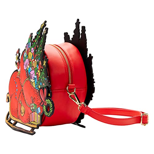 Loungefly Dr. Seuss' How the Grinch Stole Christmas! Sleigh Crossbody Bag Red