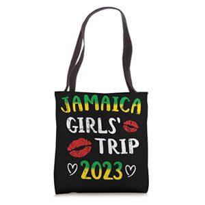 jamaica 2023 girls trip with jamaican flag and kiss tote bag