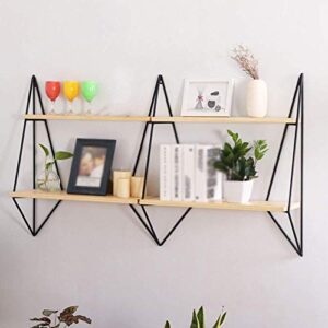 PIBM Stylish Simplicity Shelf Wall Mounted Floating Rack Shelves Solid Wood Kitchen Bookshelf Wine Racks Living Room,2 Sizes, Wood , 120x20x70cm