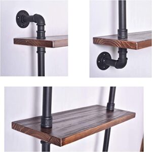 BOKKOLIK Vintage 3-Tier Pipe Shelves Farmhouse Floating Shelves 24inch Width Industrial Storage Wooden Shelves for Kitchen Office Coffee House Warming Gift