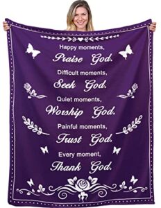 bible verse blanket with inspirational thoughts and prayers, religious gifts for women, christian gifts, faith, catholic, spiritual, church, comforting, first communion gifts for her 60″x 50″