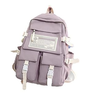 women college backpack multipocket nylon waterproof rucksack portable summer travel bag large capacity casual daypack,purple,45 * 32cm