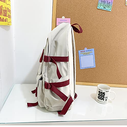 Women College Backpack Multipocket Nylon Waterproof Rucksack Portable Summer Travel Bag Large Capacity Casual Daypack,Purple,45 * 32cm