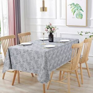 vonabem 100% waterproof rectangle pvc tablecloth, vinyl table cloth cover with flannel backing oil spill proof wipeable table cloths for indoor outdoor (gray marble,52x70in)