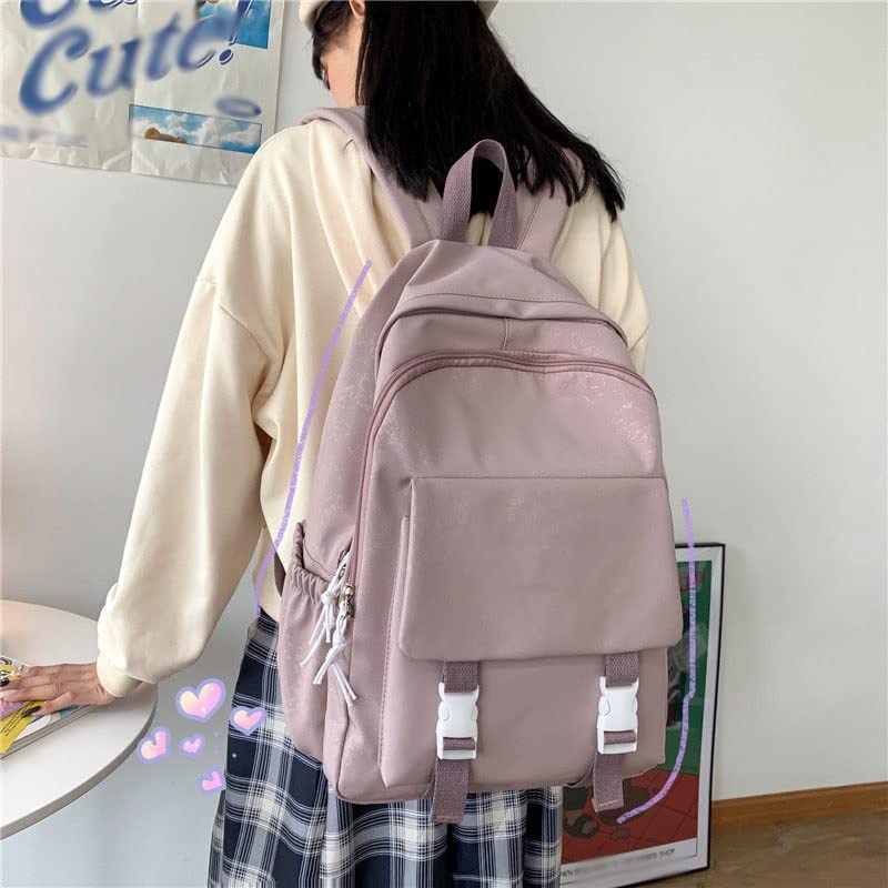 DINGZZ Solid Color Women Backpack Retro Fashion Waterproof Nylon for Teenagers Travel Backpacks (Color : E, Size : 30 * 13 * 43CM)