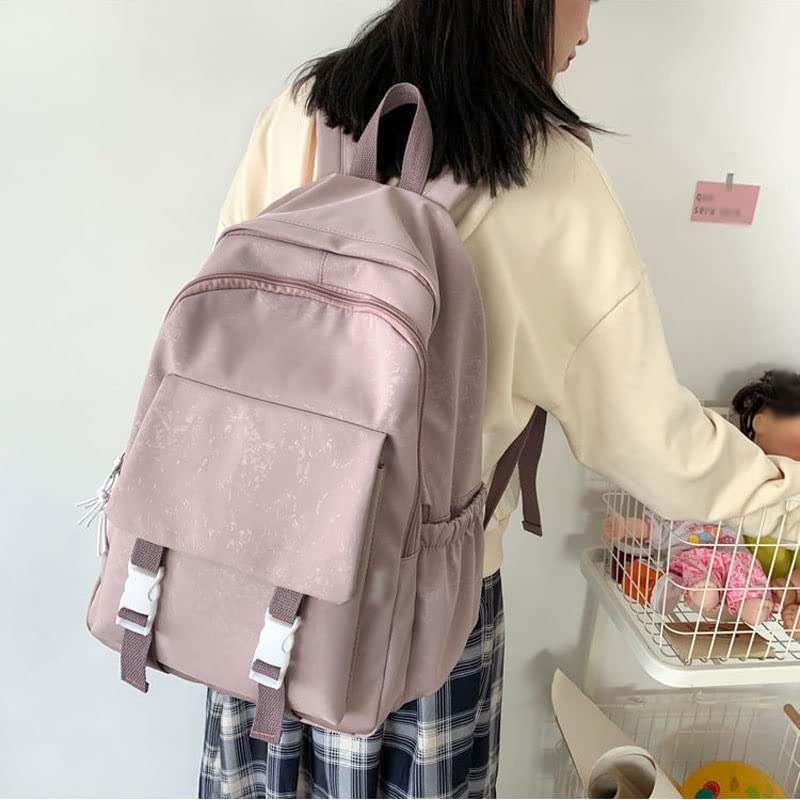 DINGZZ Solid Color Women Backpack Retro Fashion Waterproof Nylon for Teenagers Travel Backpacks (Color : E, Size : 30 * 13 * 43CM)