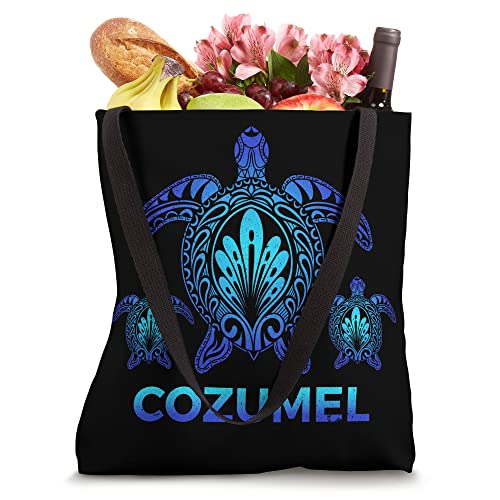 Vintage Cozumel Mexico Ocean Blue Sea Turtle Souvenirs Tote Bag